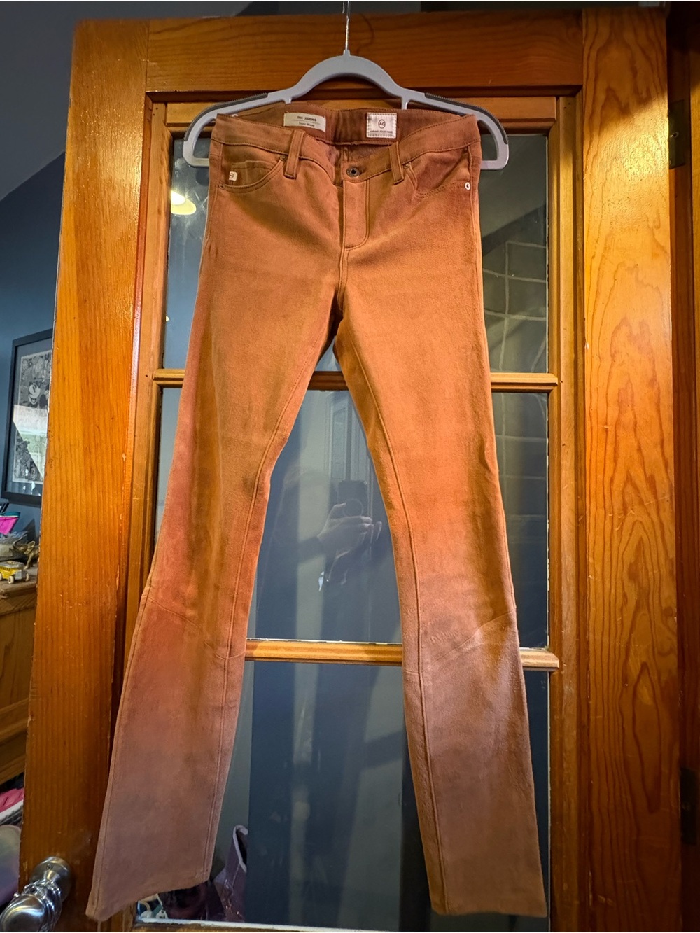 Ag Adriano Goldschmied Women's Rust-Toned “The Legging” Super Skinny Suede Pants